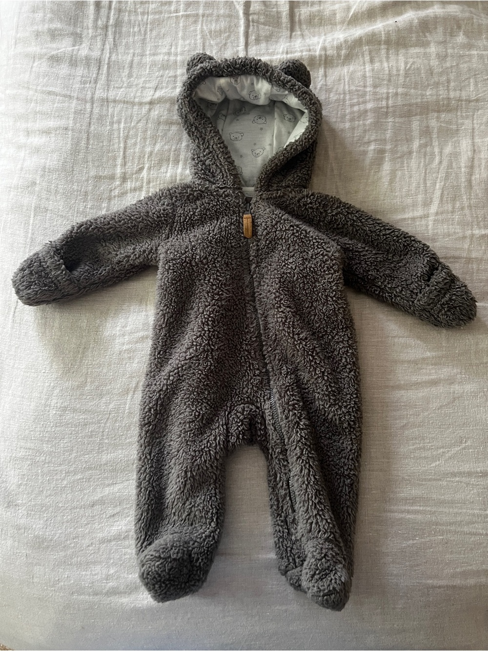 Carter's Dark Gray Plush Sherpa Baby Footed One-Piece with Hood
